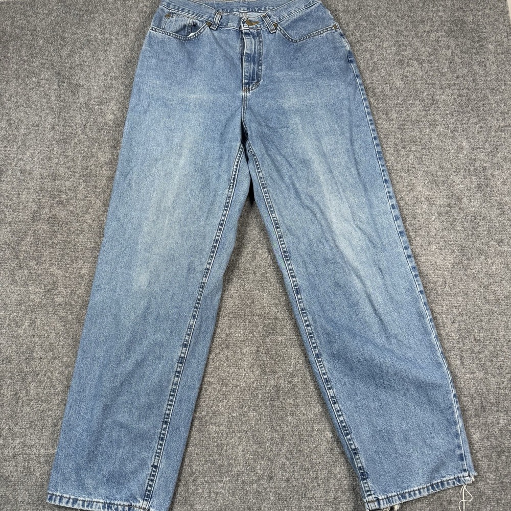 👖 L.L. Bean Double L Wide Leg Jeans Womens 30x33 High Rise Light Wash Denim Y2K
